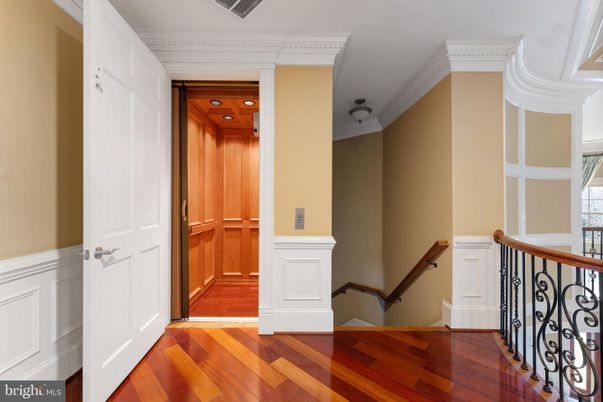 Elevator, Interior, Recessed Lighting, Wooden Ceilings, Wood Texture Flooring, Wooden Walls