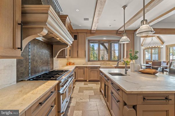 Interior, Kitchen, Pendant Lights, Recessed Lighting, Stainless Steel Appliances, Wooden Beams