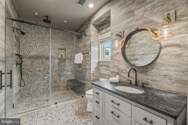 Bathroom, Glass Shower, Interior, Recessed Lighting