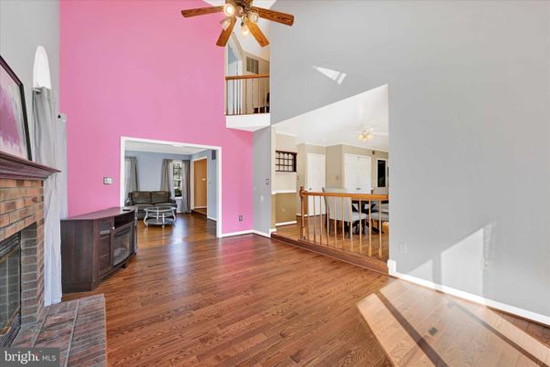 Dining room, Fireplace, Interior, Wood Texture Flooring