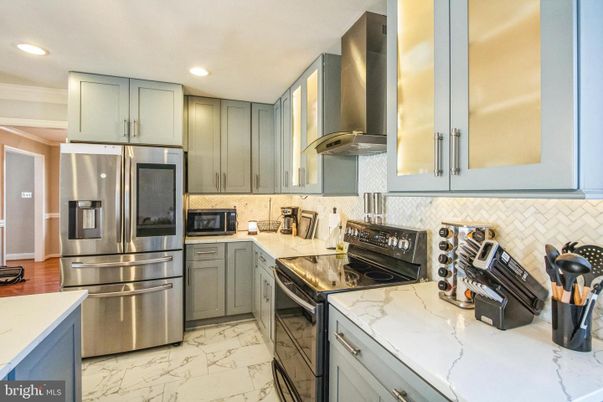 Interior, Kitchen, Marble, Recessed Lighting, Stainless Steel Appliances