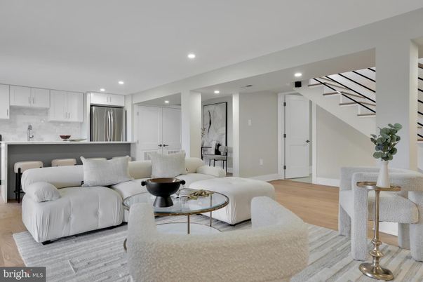 Interior, Kitchen, Living room, Recessed Lighting, Stainless Steel Appliances, Wood Texture Flooring