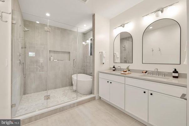 Bathroom, Dual Sink Vanities, Free Standing Baths, Glass Shower, Interior, Recessed Lighting