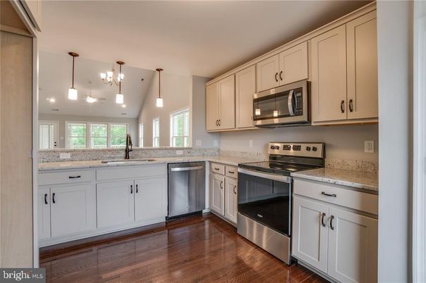 Interior, Kitchen, Pendant Lights, Stainless Steel Appliances, Wood Texture Flooring