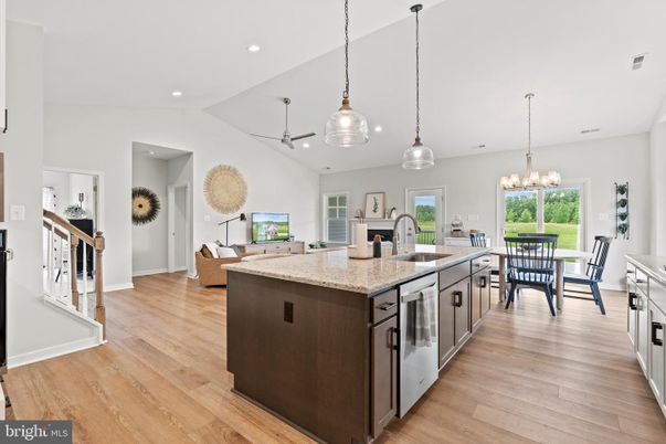 Chandelier, Dining room, Interior, Kitchen, Pendant Lights, Recessed Lighting, Wood Texture Flooring