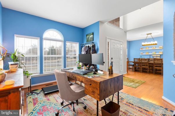 Home Office, Interior, Pendant Lights, Wood Texture Flooring