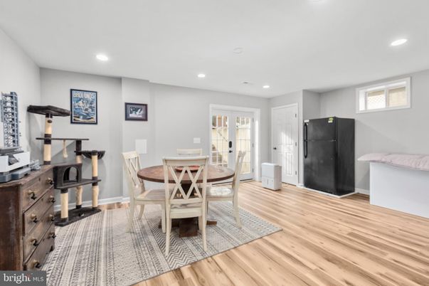 Dining room, Interior, Recessed Lighting, Wood Texture Flooring