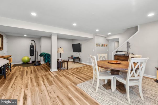 Dining room, Fitness Equipment, Interior, Recessed Lighting, Wood Texture Flooring