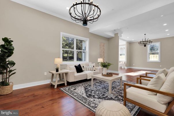 Chandelier, Interior, Living room, Pendant Lights, Recessed Lighting, Wood Texture Flooring