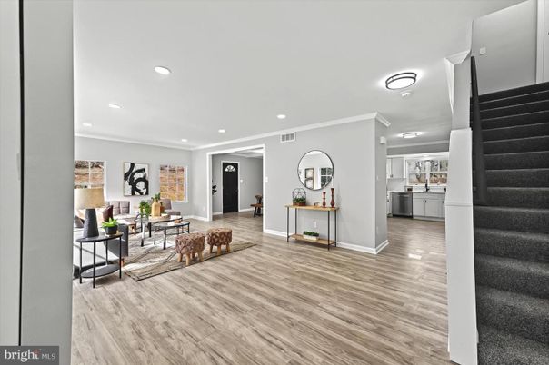 Interior, Living room, Recessed Lighting, Wood Texture Flooring