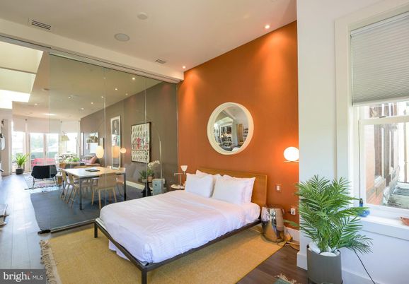 Bedroom, Dining room, Interior, Recessed Lighting, Wood Texture Flooring