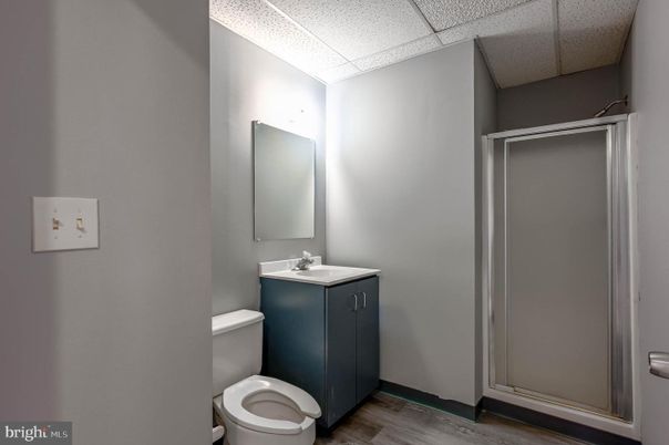 Bathroom, Glass Shower, Interior, Wood Texture Flooring