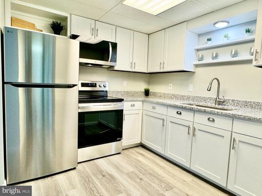 Interior, Kitchen, Stainless Steel Appliances, Wood Texture Flooring