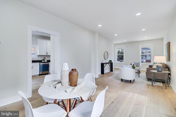 Dining room, Interior, Kitchen, Living room, Recessed Lighting, Wood Texture Flooring