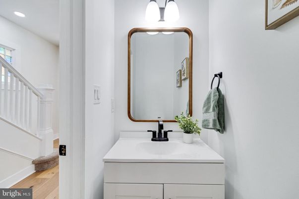 Bathroom, Interior, Recessed Lighting, Wood Texture Flooring