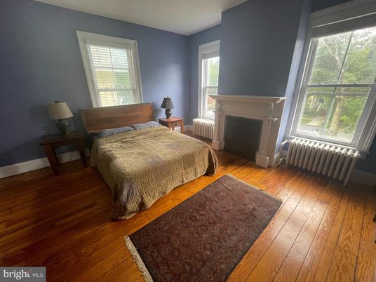 Bedroom, Fireplace, Interior, Wood Texture Flooring