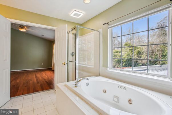 Bathroom, Glass Shower, Interior, Recessed Lighting, Wood Texture Flooring