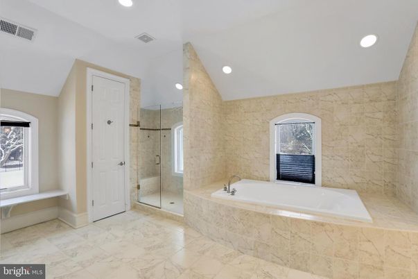 Bathroom, Glass Shower, Interior, Marble, Recessed Lighting