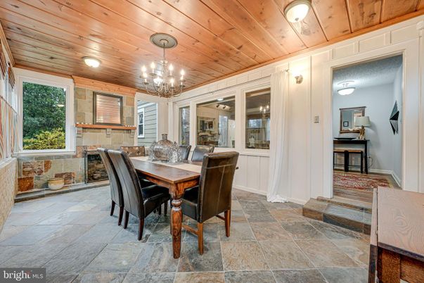 Chandelier, Dining room, Interior, Wooden Ceilings