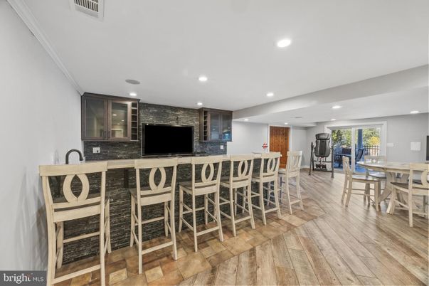 Dining room, Interior, Recessed Lighting, Wood Texture Flooring