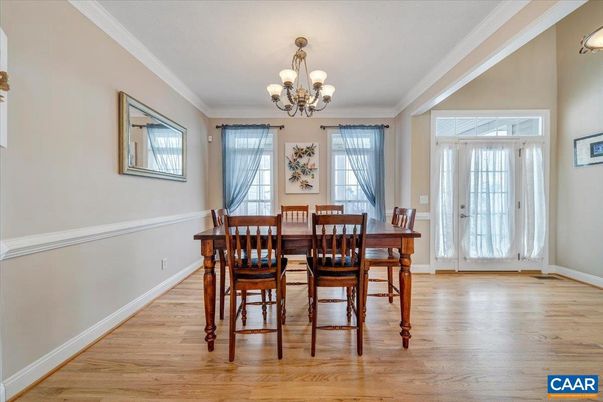 Chandelier, Dining room, Interior, Wood Texture Flooring