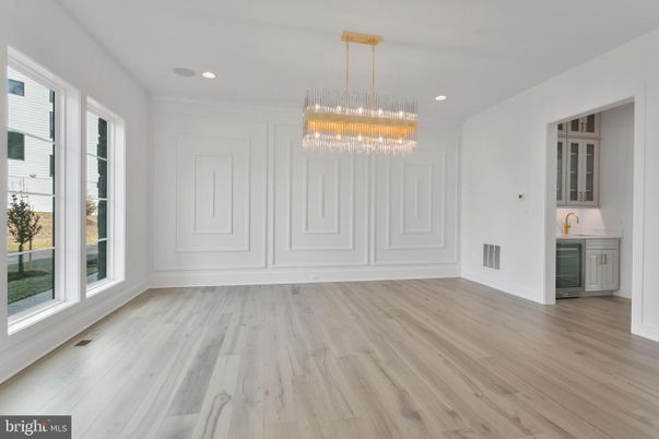 Empty room, Interior, Pendant Lights, Recessed Lighting, Wood Texture Flooring