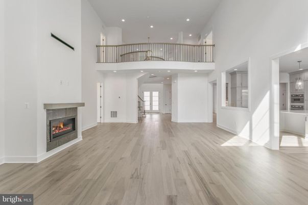Fireplace, Interior, Pendant Lights, Recessed Lighting, Wood Texture Flooring