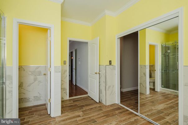 Interior, Marble Walls, Wood Texture Flooring