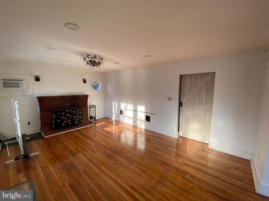 Empty room, Fireplace, Interior, Recessed Lighting, Wood Texture Flooring