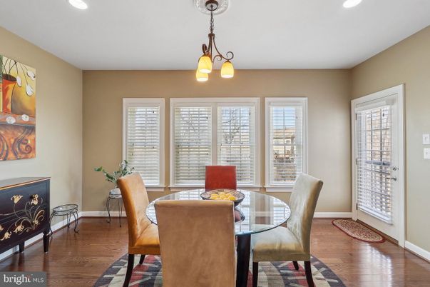 Dining room, Interior, Pendant Lights, Recessed Lighting, Wood Texture Flooring
