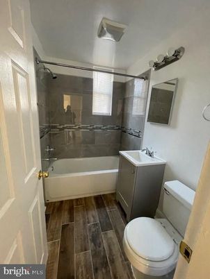 Bathroom, Glass Shower, Interior, Wood Texture Flooring