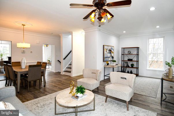 Dining room, Interior, Pendant Lights, Recessed Lighting, Wood Texture Flooring