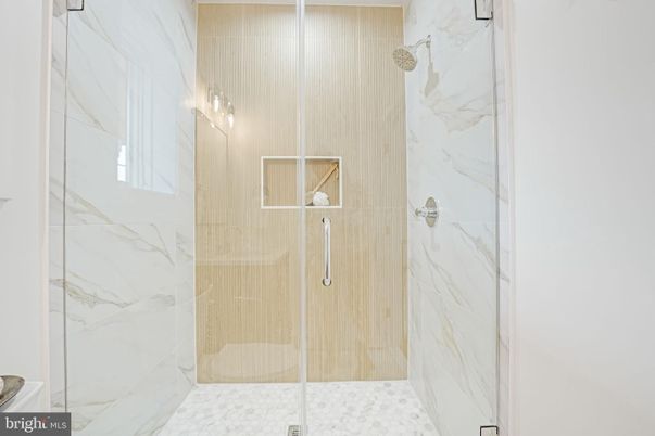 Bathroom, Glass Shower, Interior, Marble Walls