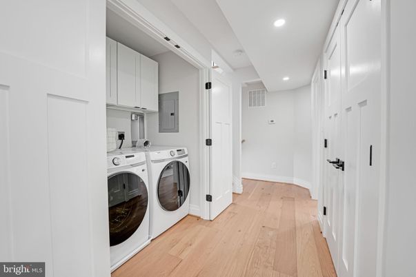 Interior, Recessed Lighting, Utility Closets, Washer, Wood Texture Flooring