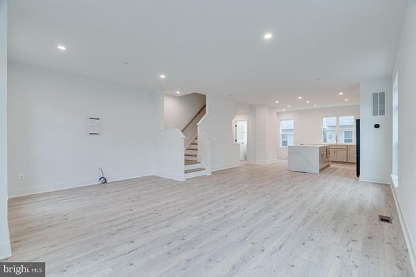 Empty room, Interior, Kitchen, Recessed Lighting, Wood Texture Flooring