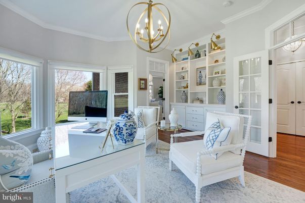 Chandelier, Home Office, Interior, Wood Texture Flooring
