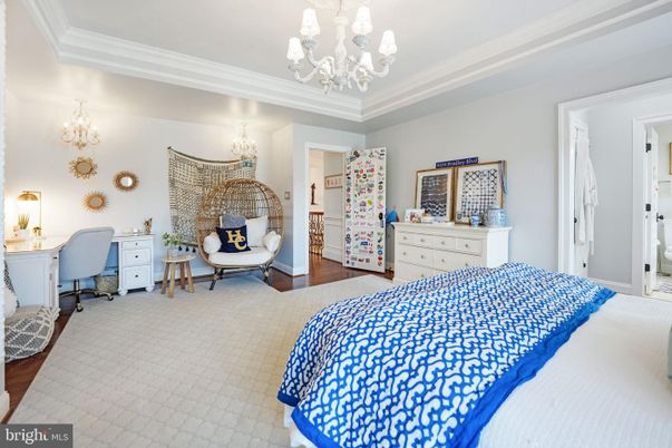 Bedroom, Chandelier, Home Office, Interior, Wood Texture Flooring