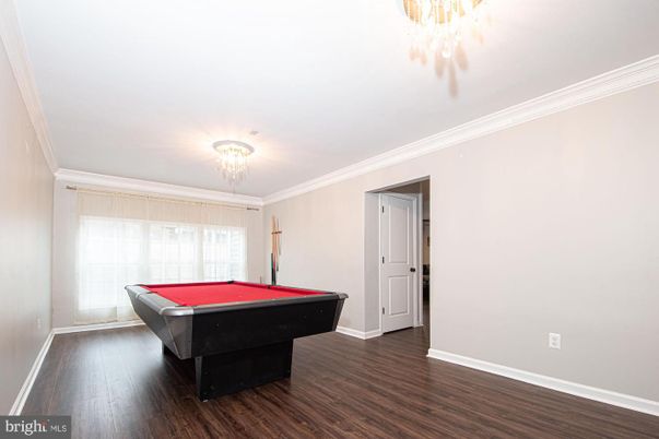 Billiard Table, Chandelier, Game Room, Interior, Wood Texture Flooring