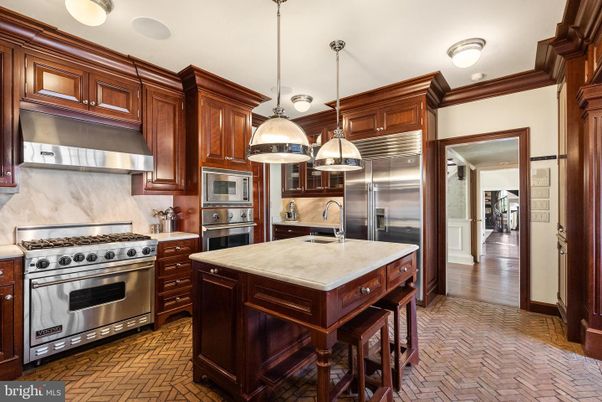 Interior, Kitchen, Pendant Lights, Stainless Steel Appliances, Wood Texture Flooring