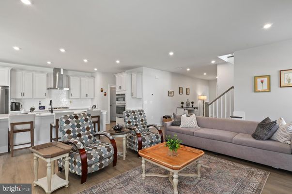 Interior, Kitchen, Living room, Recessed Lighting, Stainless Steel Appliances, Wood Texture Flooring