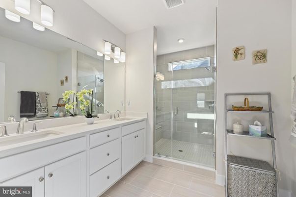 Bathroom, Dual Sink Vanities, Glass Shower, Interior, Recessed Lighting