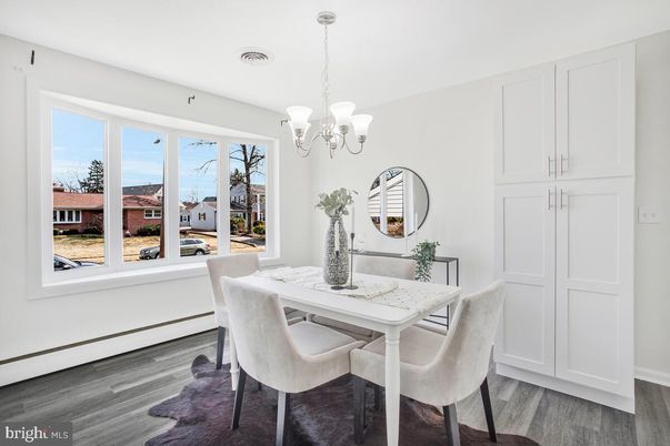 Chandelier, Dining room, Interior, Wood Texture Flooring