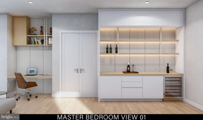 Home Office, Interior, Recessed Lighting, Wood Texture Flooring
