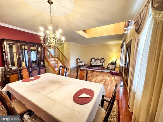Chandelier, Dining room, Interior, Wood Texture Flooring