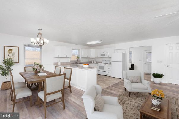 Chandelier, Dining room, Interior, Kitchen, Living room, Wood Texture Flooring