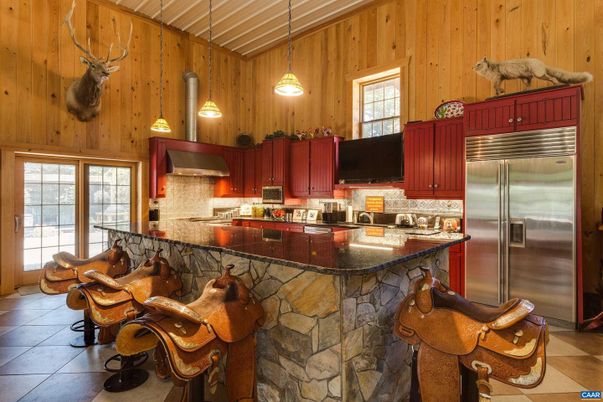 Interior, Kitchen, Pendant Lights, Stainless Steel Appliances, Wooden Walls