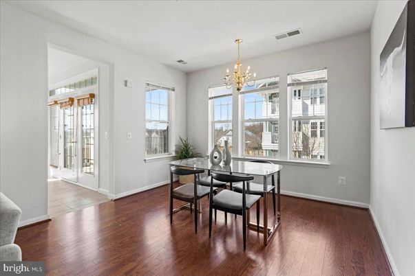 Chandelier, Dining room, Interior, Wood Texture Flooring