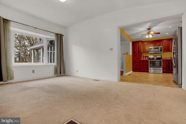 Empty room, Interior, Kitchen, Recessed Lighting, Stainless Steel Appliances