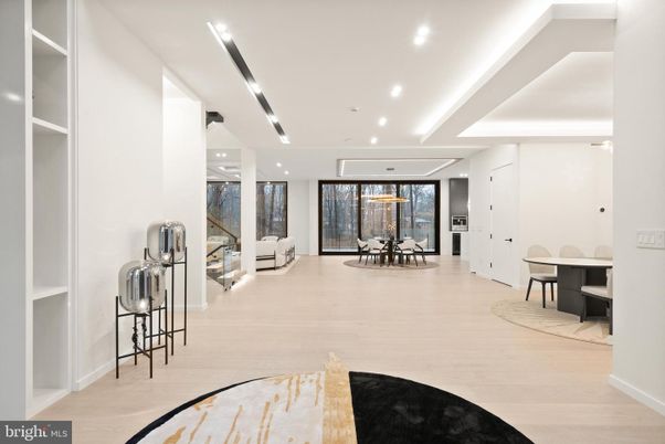 Dining room, Interior, Recessed Lighting, Wood Texture Flooring