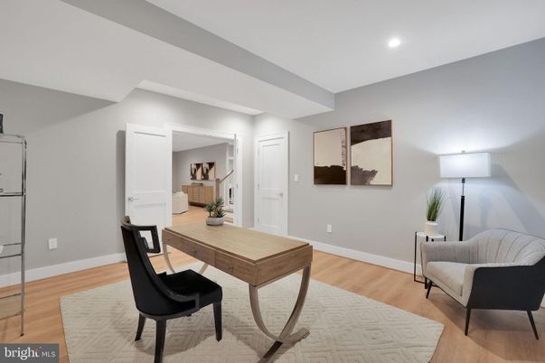 Home Office, Interior, Recessed Lighting, Wood Texture Flooring
